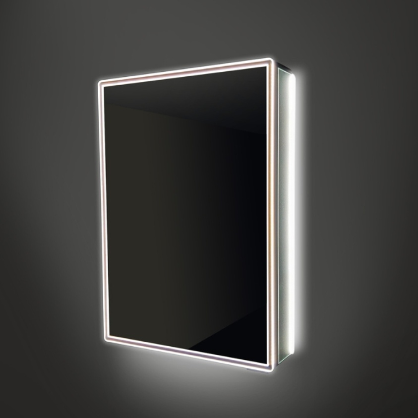 Close up product image of the HIB Isoe 500mm Charging LED Mirror Cabinet